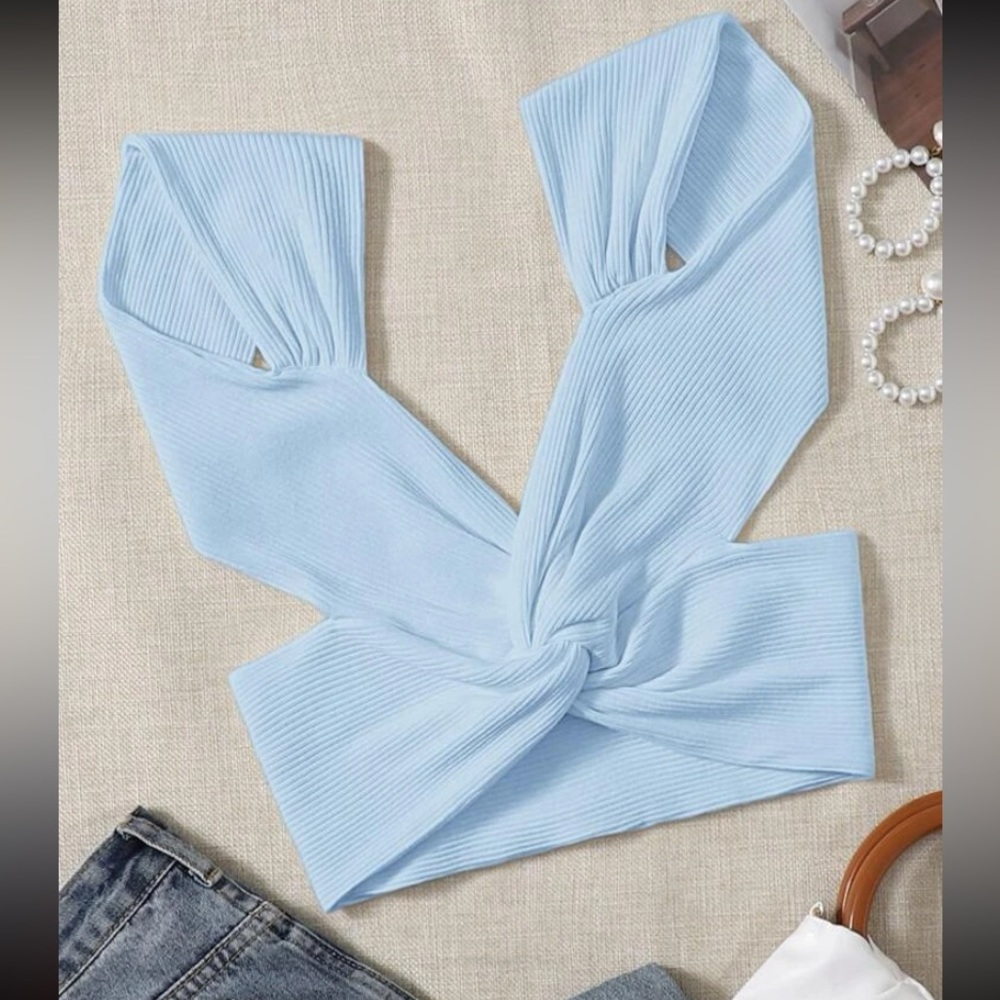 Twist Front Open Back Crop Top